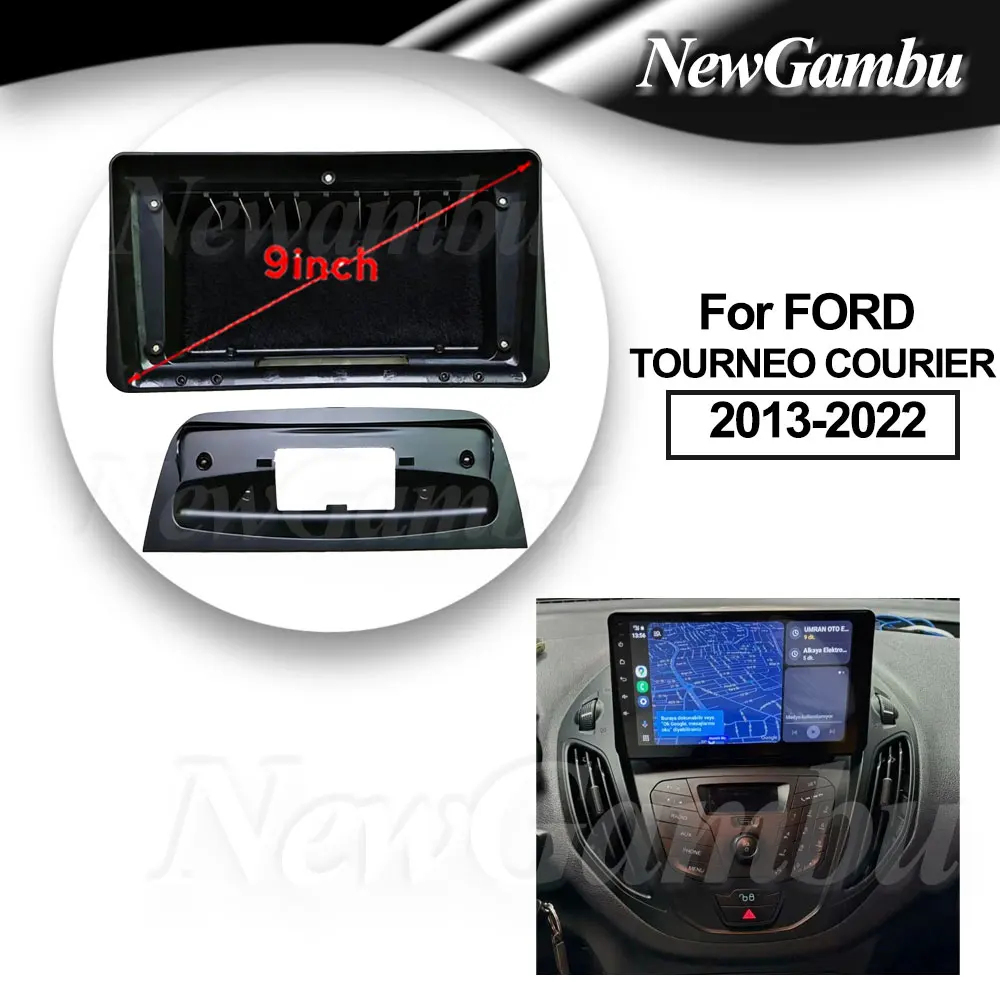 

9-дюймовая установочная рамка из ABS-пластика для автомагнитолы FORD TOURNEO COURIER 2013-2022 (базовая комплектация), без кабелей