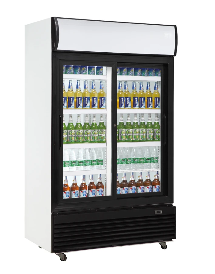 Commercial Upright Beverage Cooler 2 Glass Doors Cold Drink Display Fridge for Supermarket