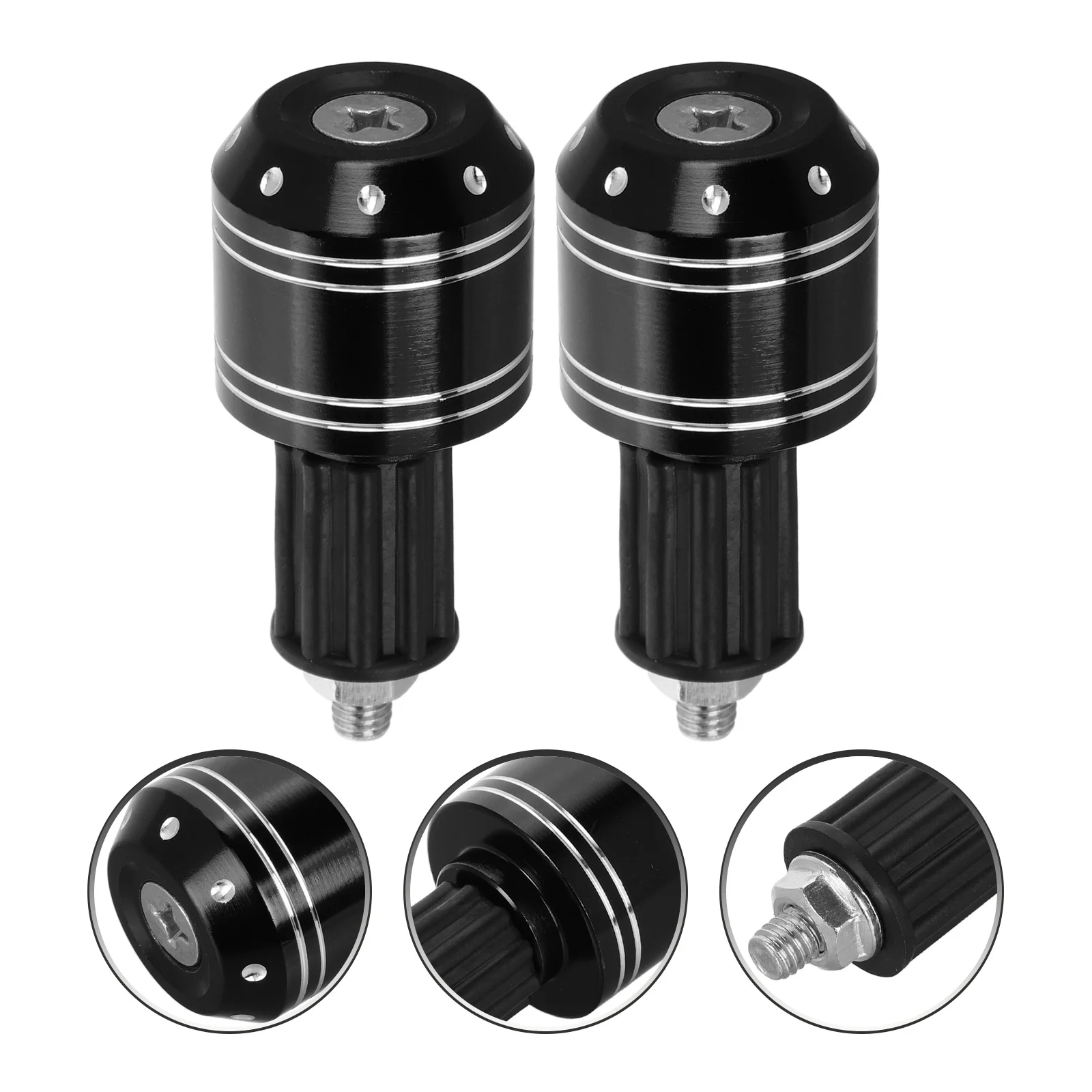 

2pcs Motorcycle Handlebar End Caps Aluminum Alloy Abs White Dot Stripes Anti-Fall Protection Easy Install For Offroad Bikes Dirt