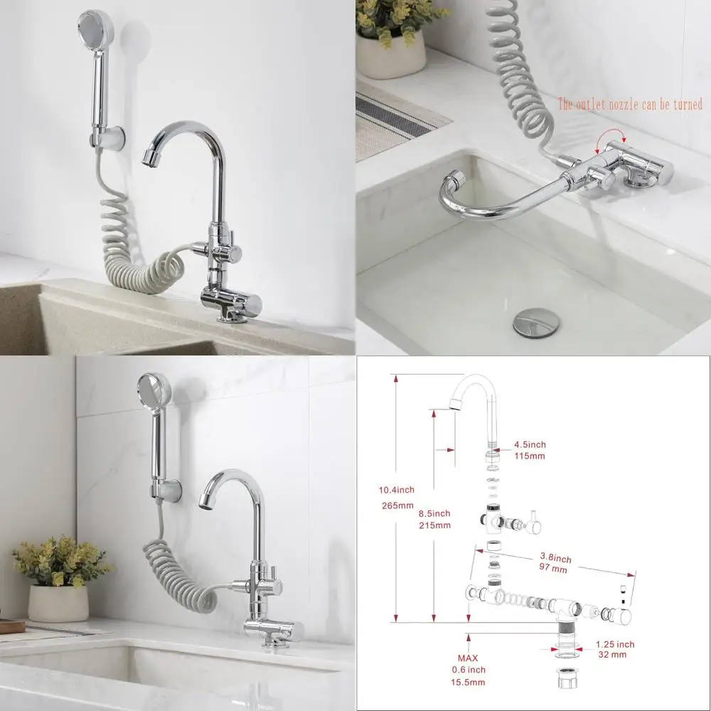 

Foldable 360-Degree Rotation Kitchen Faucet with Handshower, Dual-Temperature Bathroom Sink Tap for Versatile Use