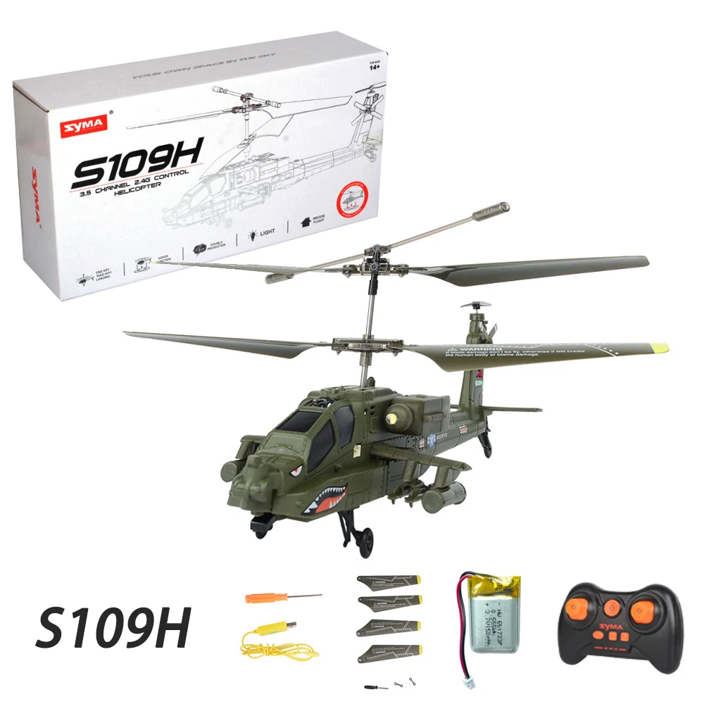 SYMA 2.4G 3.5CH RC Helicopter S109H One Button Takeoff Fixed Height Wireless Remote Control Toy for Boys and Children Gift