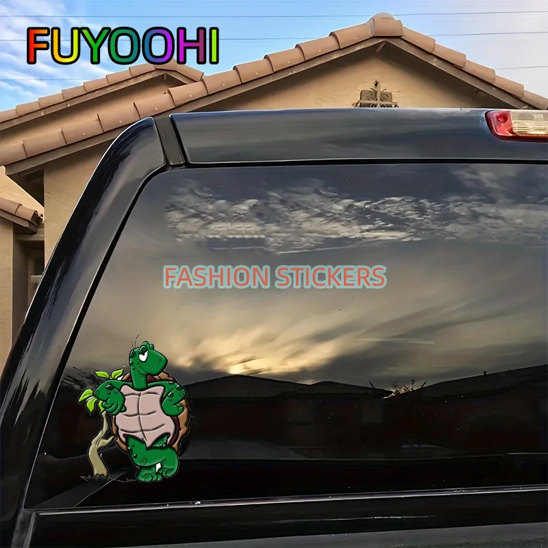 FUYOOHI Funny Stickers Turtle Cartoon Anime Helmet Motorcycle Vinyl Decals Perfect for Animal Lovers and DIY Car Styling