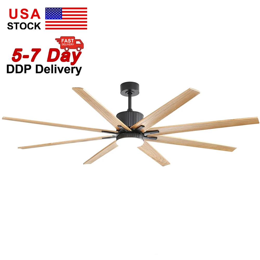 

USA In Stock 76 Inch 8 Blade Large Smart Ceiling Fan Reversible Dc Motor Ceiling Fan With Light Remote Control