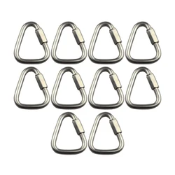 10Pcs Stainless Steel Quick Links Carabiner Locking Clips with Screw Nut Triangle Chain Hook for Trailer, Swing, Hammocks, Cable