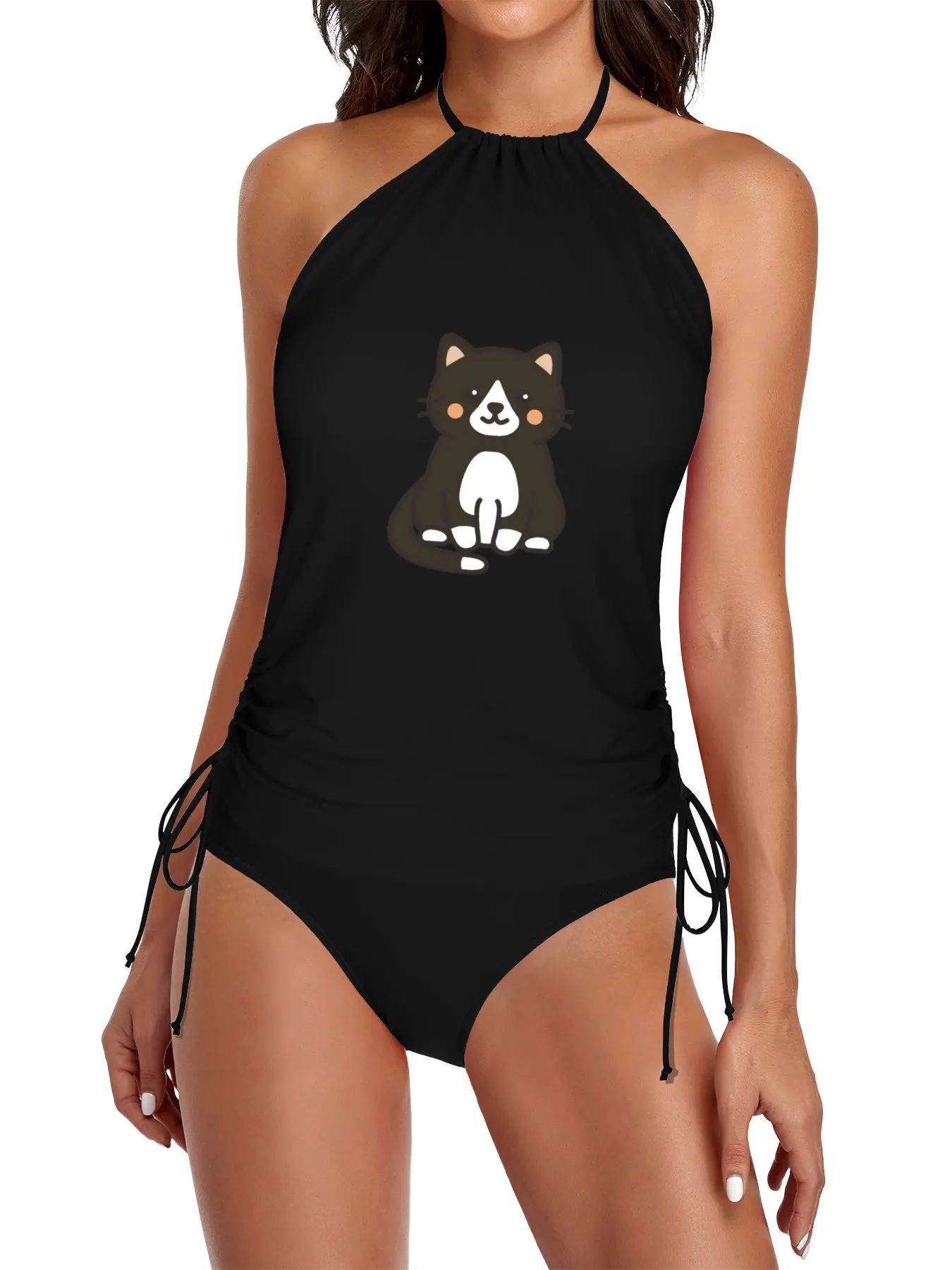 

Salmon the Tuxedo Cat Split Swimsuit Set swimsuit 2025 women Summer dress luxury bikini