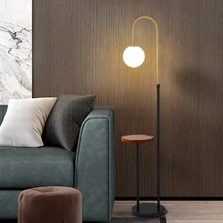 Nordic LED Floor Lamp Wireless Charge Standing Lamp with Table Art Decor Marble Floor Lamps for Living Room Bedroom Floor Lights