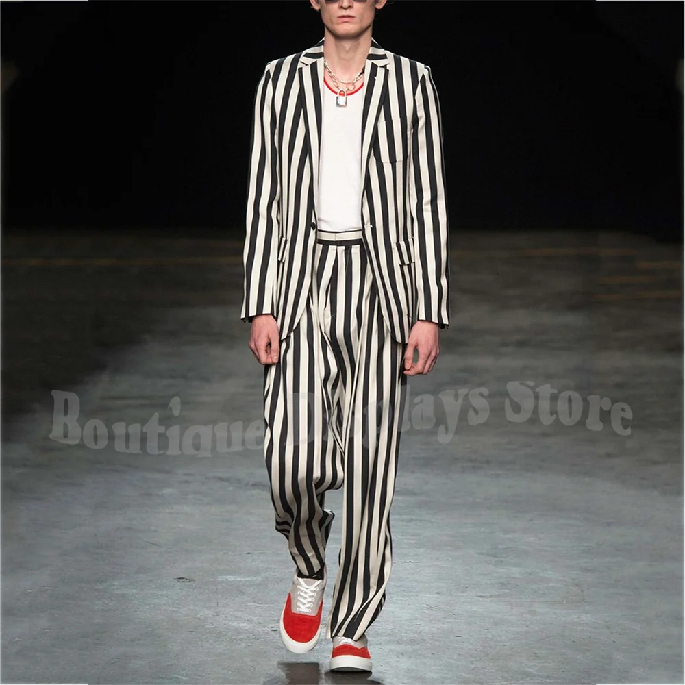 

Classic Design Men's Business Suit Set Two Pieces Jacket Pants Straight Casual Outfit Single Button Fashion Show Party Wear