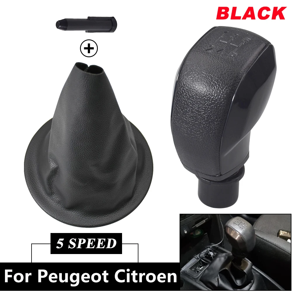 Manual 5 Speed Gear Shift Knob Gaiter Boot Cover Shifter Lever With Adapter For Citroen Berlingo II Peugeot Partner 2008-2018