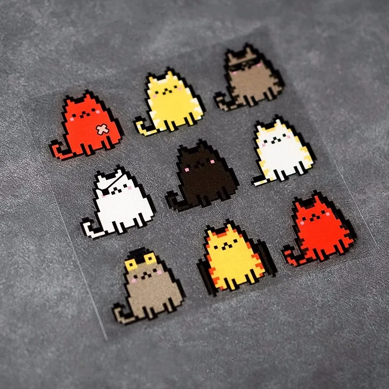 Cute Pixel Cat Stickers Car Vinyl Tape for Cartoon Pet Animal Decal Auto Truck Motor Laptop Reflective