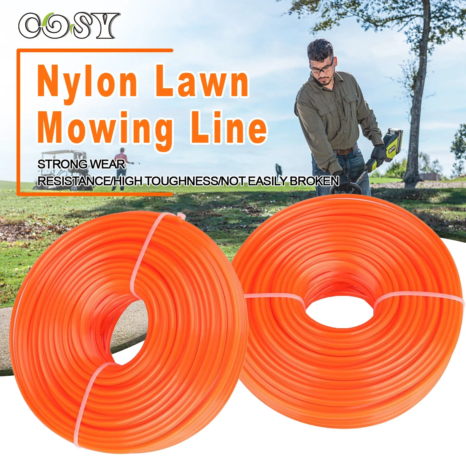 String Circular Trimming Line For Universal Replacement Orange Premium Nylon String Trimming Line Suitable Medium To Heavy Grass