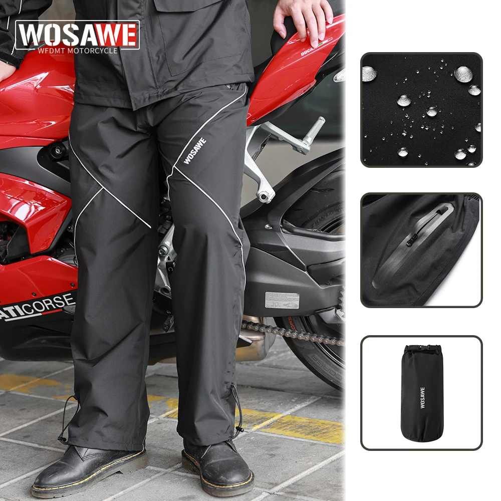 

WOSAWE Waterproof Motorcycle Pants Hiking Trekking Climbing Rain Pants Outdoor Sports Quick Dry Mountain Trousers Zipper Pockets