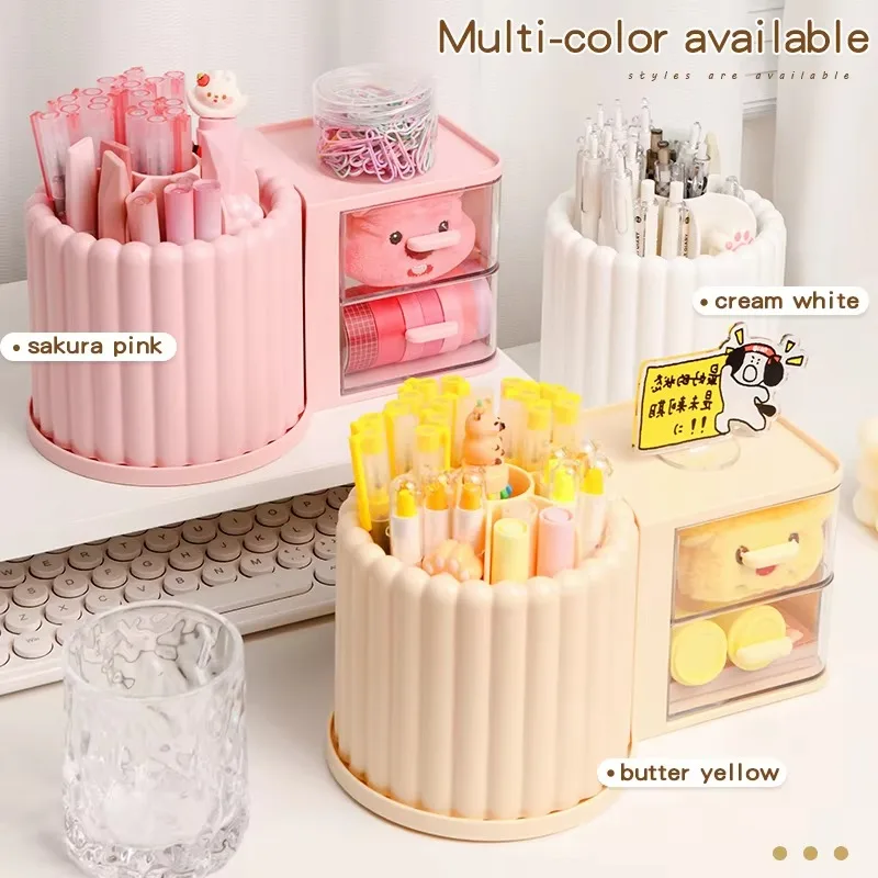 Stationery Organizer Desk Set Plastic File Drawer Cute Pencil Holder Accessories for Office School Durable Storage Creative Gift
