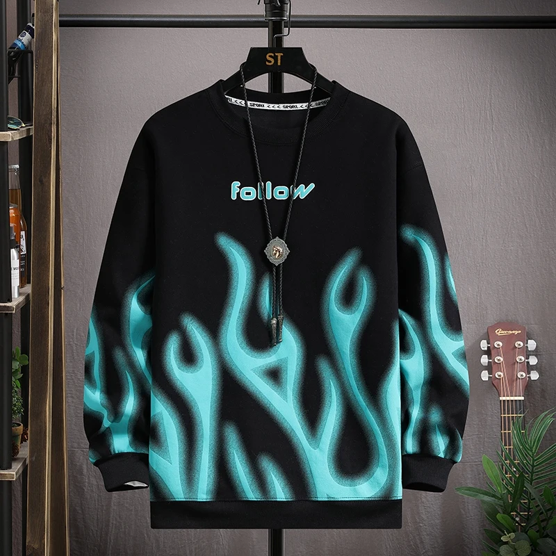 

Flame Printed Sweatshirt For Men Clothing Men's Sweat-shirt New In Sweatshirts Streetwear Pullover Harajuku Mens Clothes 2024