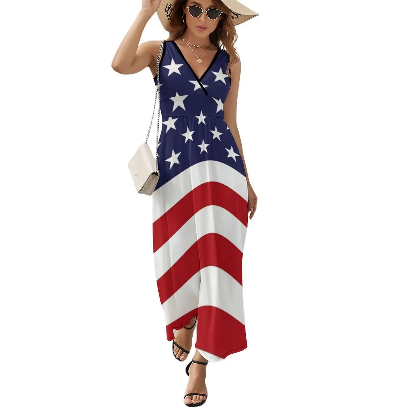 Abito senza maniche con bandiera americana abiti da sera abito da donna abiti moda donna