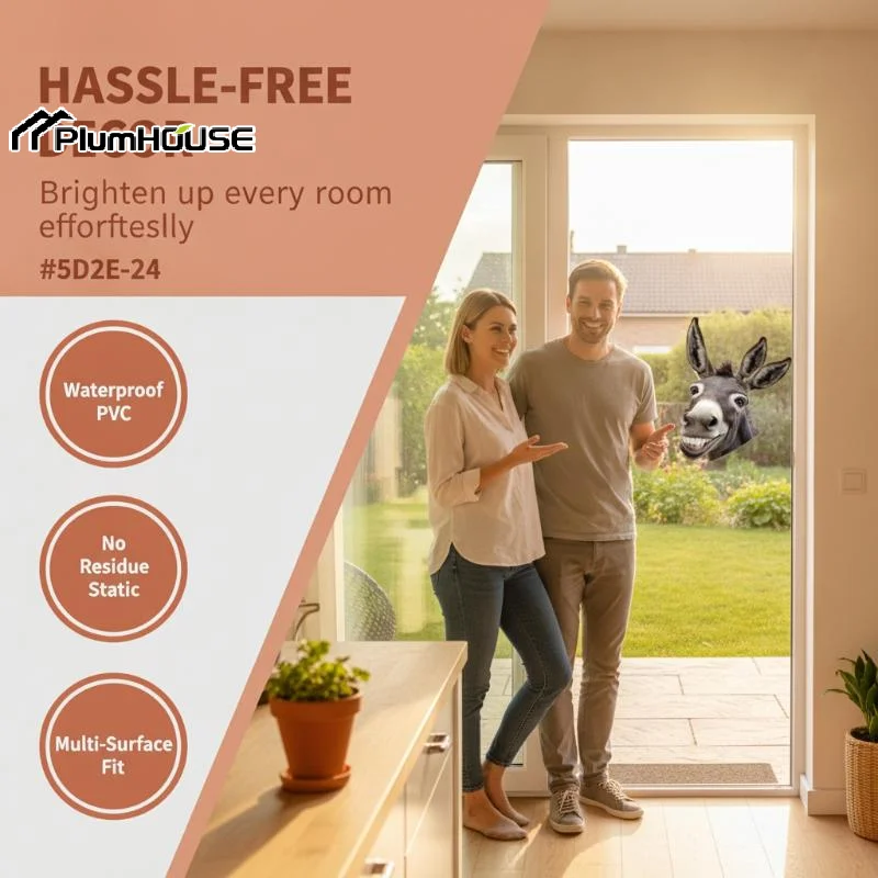 Funny Grinning Donkey Window Sticker Waterproof Self Adhesive Easy Removal For Home Living Room Decor