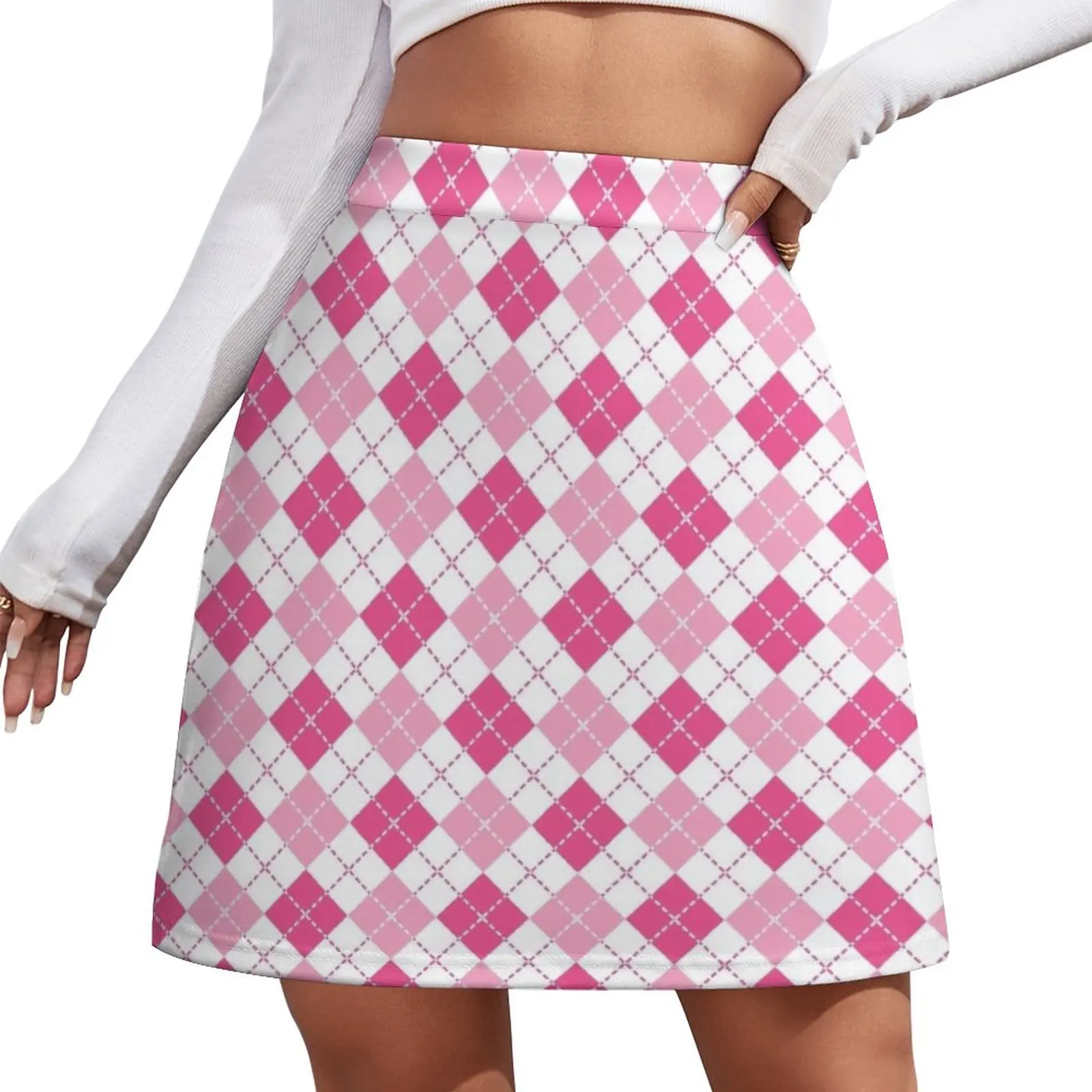 

Pink Argyle Mini Skirt Summer dress Clothing female japanese style School uniform