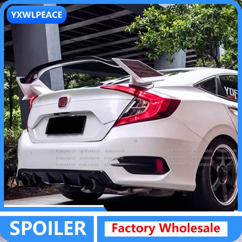 

For Honda Civic Sedan 4 Door 2016 2017 2018 2019 2020 ABS Material Rear Trunk Lid Spoiler Wings Body Kit Accessories