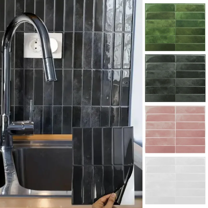 

10PCS 3D Tile Colour Brick Self Adhesive Kitchen Bathroom Wall Sticker Mosaic Effect Home Bathroom Decor
