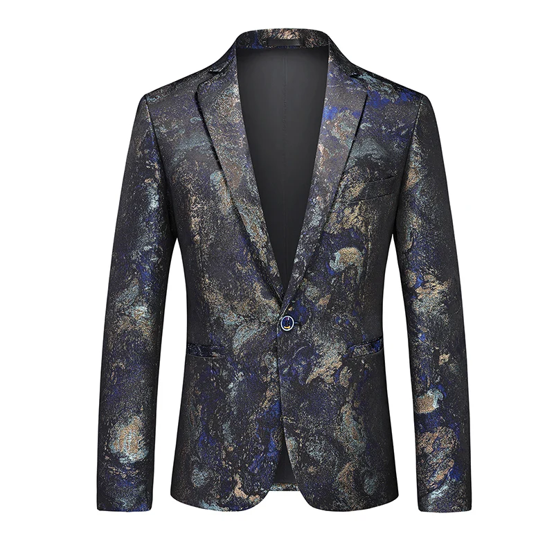 

Men Printing Blazer Decorative Chest Pocket Design Men Suit Wedding Occasion Causal Daily Men Long Sleeve One Button Tuxedo 6XL