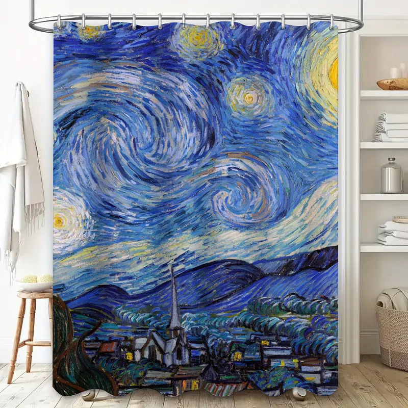 Van Gogh's Starry Night: Artistic Masterpiece Shower Curtain for a Unique and Inspiring Bathroom Décor