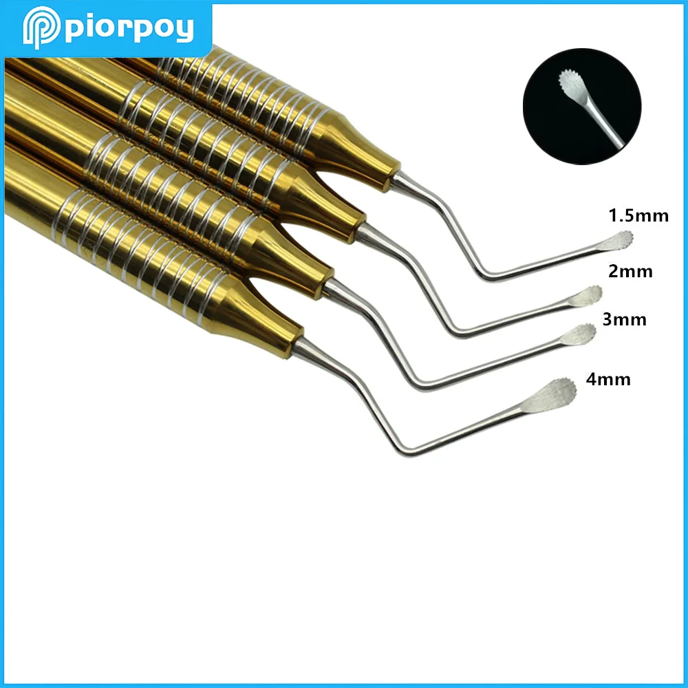 PIORPOY 1Pc Dental Stainless Steel Golden Handle Curette Scaler Implant Oral Appliance Scraper With Teeth Dental Tools Dropship