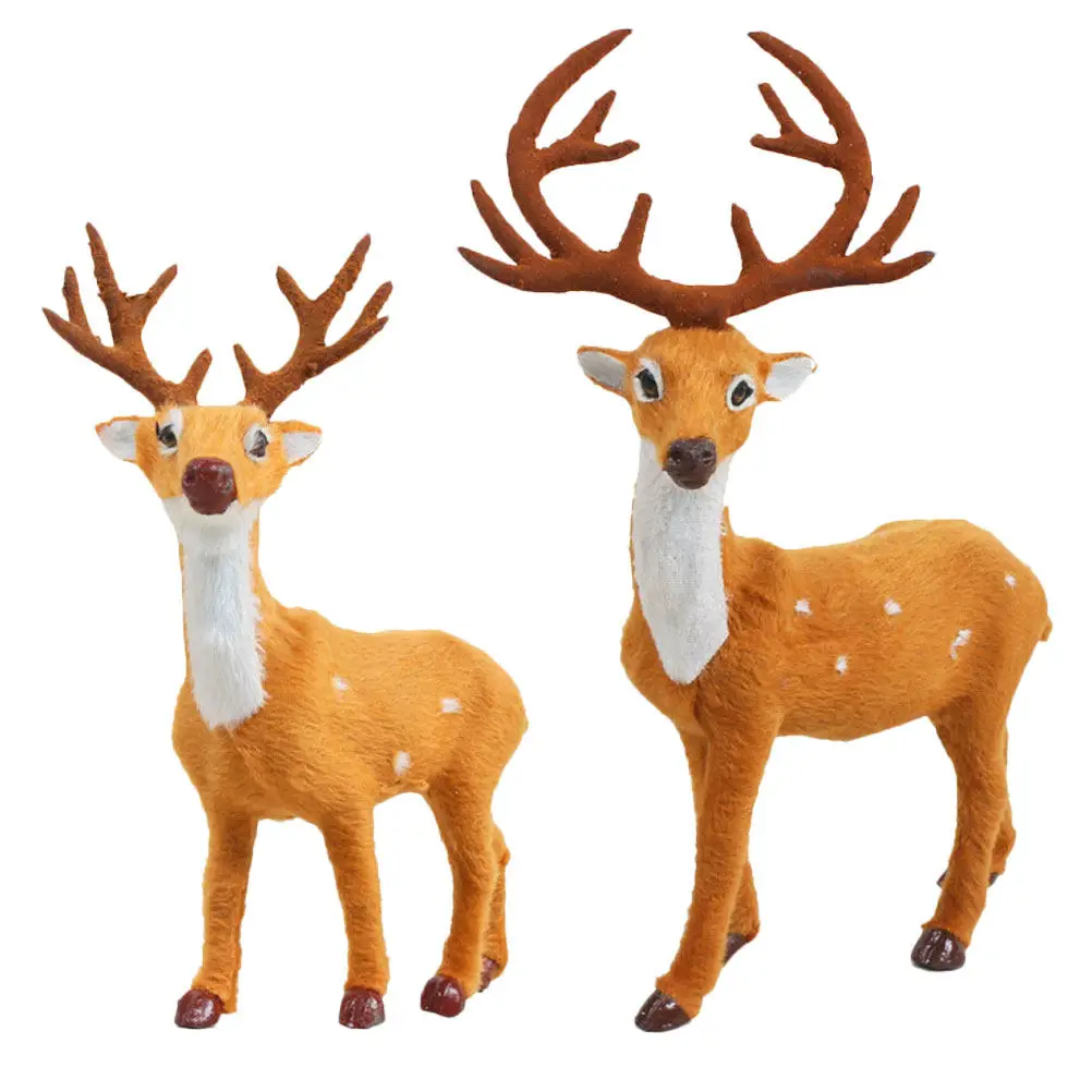 2Pcs Realistic Simulation Reindeer Xmas Elk Decoration Kids Deer Educational Gift Holiday Ornament Reindeer Model