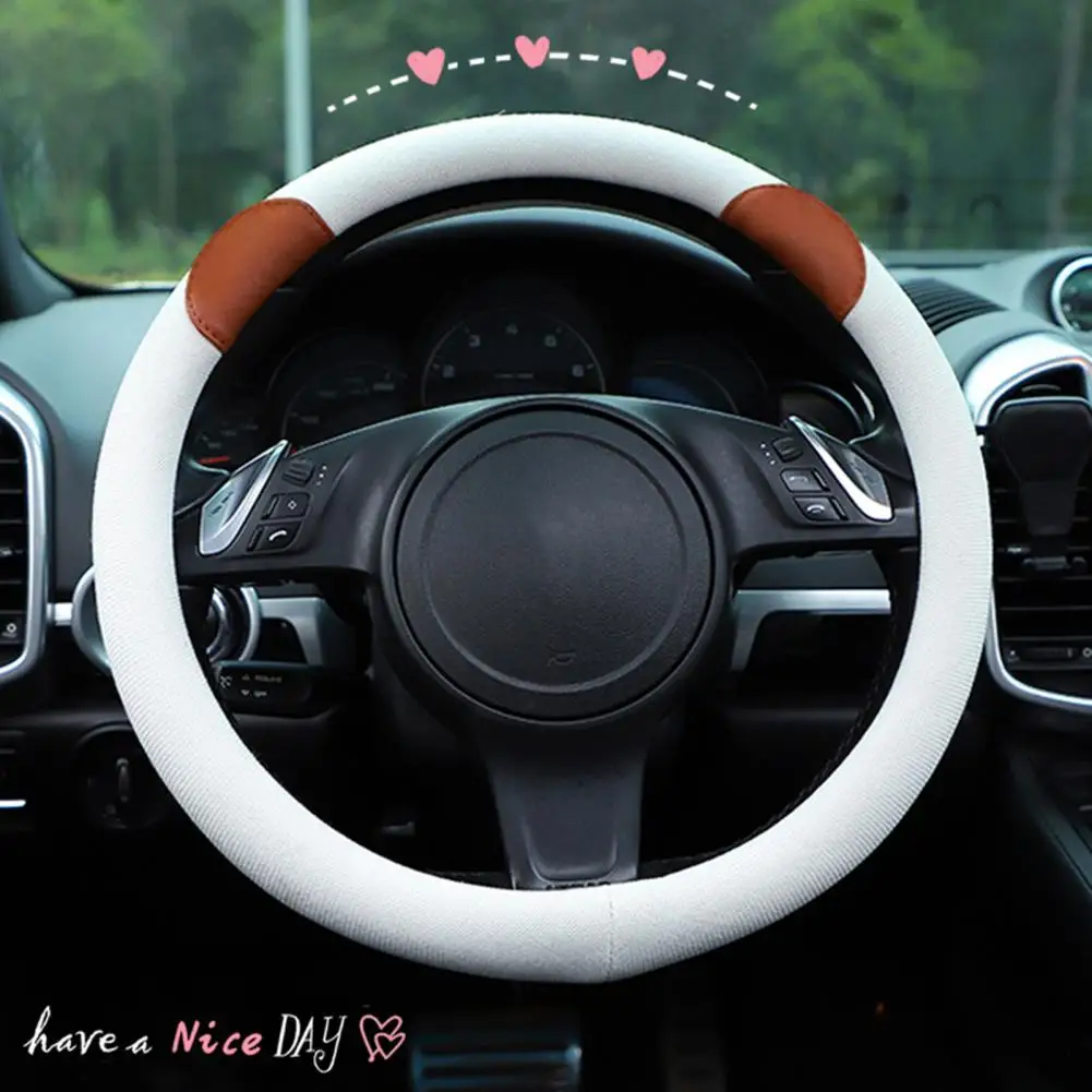 

Steering Wheel Cover Unique Anti-scratch Anti-aging Bear Ears Matching Color Steering Wheel Sleeve Car Accessories