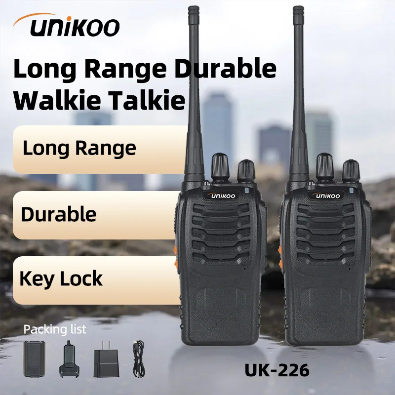 

UNIKOO UK226 Walkies Talkies 2 PCS Portable Long Range Communication Equipment Set FRS/PMR Two Way Radio for Camping