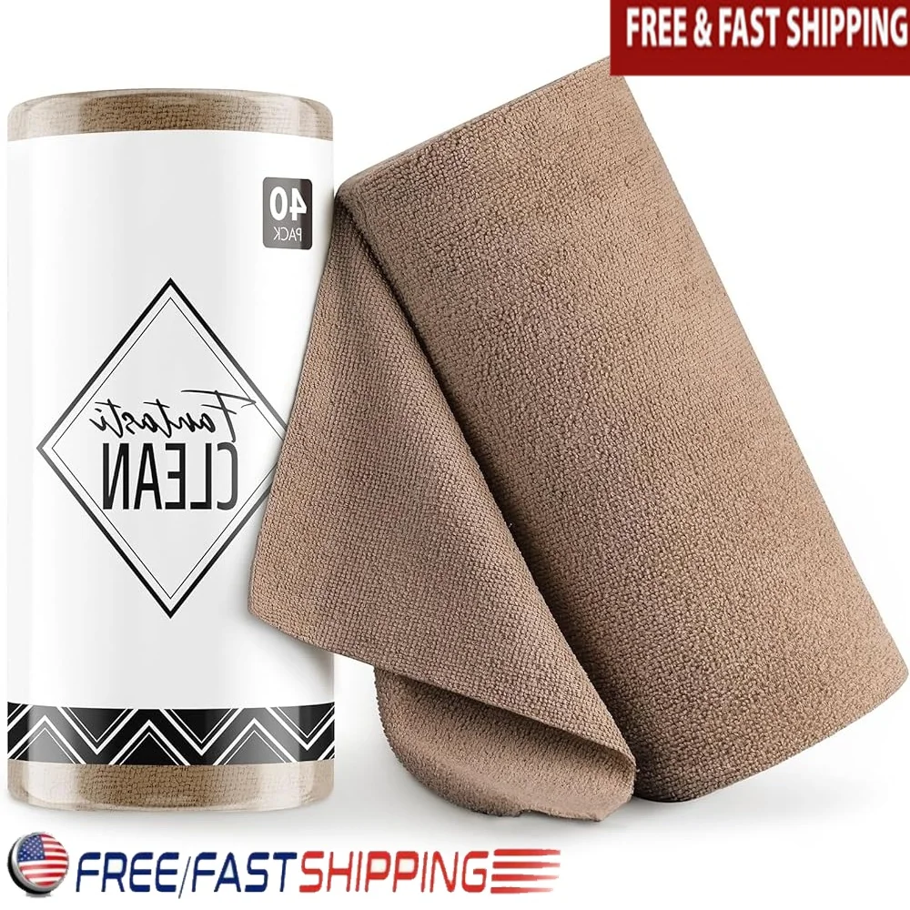 

Microfiber Cleaning Cloth Roll 40 Pack Tear Away Washable Reusable Ultra Absorbent Scratch Free Lint Free Towels Home Kitchen