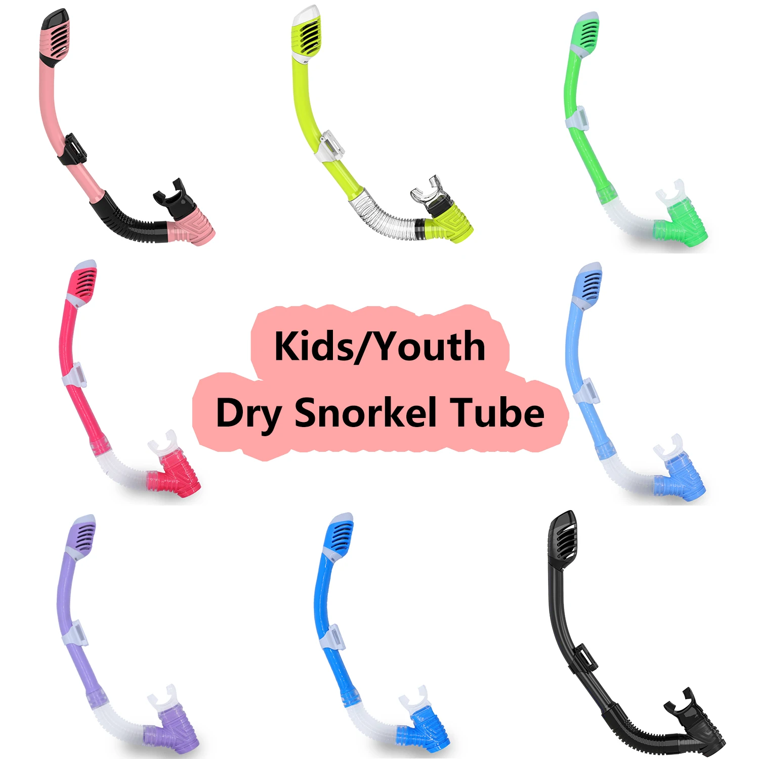 

Dry Diving Snorkel Tube Easy Breath Scuba Diving Splash Guard Top Valve Swimming Underwater Equipment for Kids Youth Unisex