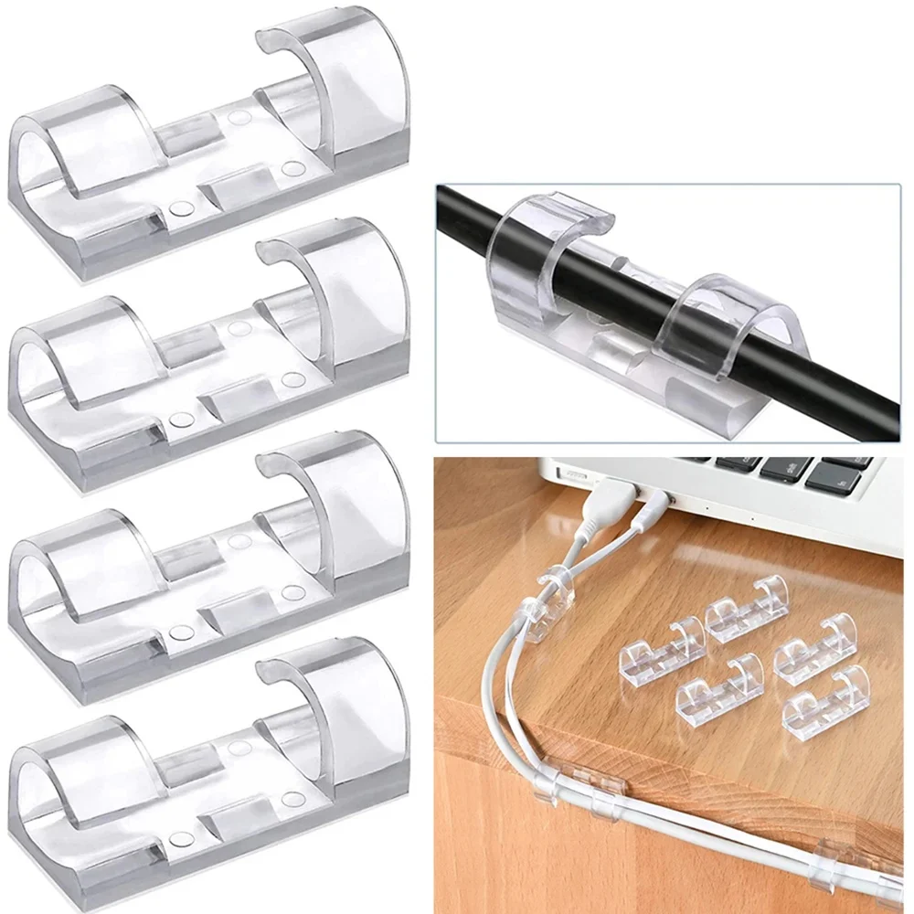 5/20 Stück selbstklebende Kabelclips, Organizer-Clips, USB-Kabelhalter, Schreibtisch-Kabelmanagement für Kopfhörer- und Mauskabel im Home Office