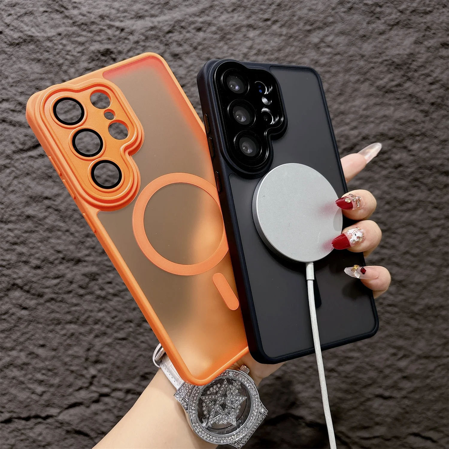 Magnetic Luxury Matte Shockproof Case For Samsung Galaxy S26 S25 S24 Ultra S24 S25 S26 Plus FE For Magsafe Wireless Charge Cover