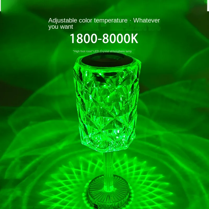 โคมไฟตั้งโต๊ะคริสตัลบลูทูธทรงดอกกุหลาบสูง โคมไฟตั้งโต๊ะข้างเตียง ไฟกลางคืนขนาดเล็ก โคมไฟตั้งโต๊ะขนาดเล็กยอดนิยมในอินเทอร์เน็ต