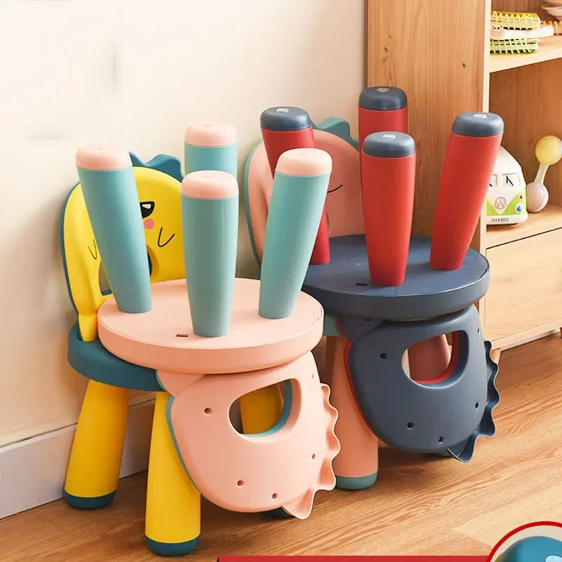 Plastic Children\'s Stool Baby Non-slip Kindergarten Cartoon Child Chair Low Household Backrest Chaise Pour Enfant Kids Furniture