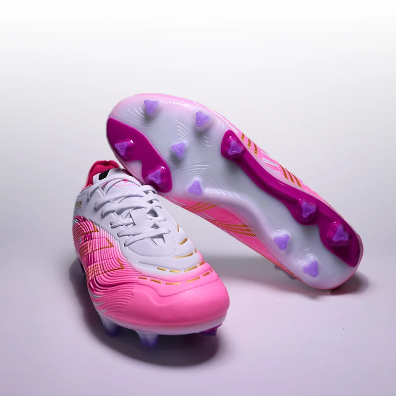 

Розовые мужские футбольные бутсы на шнуровке, уличные нескользящие футбольные бутсы для газона для молодежи, тренировочные футбольные бутсы TF/FG Chuteira Campo