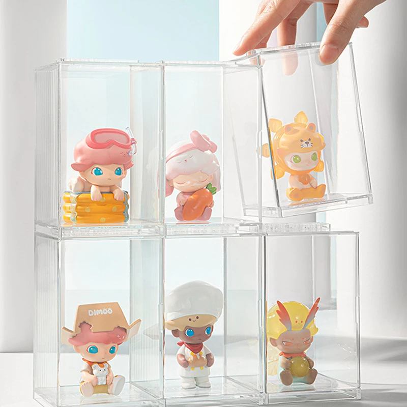 Hand-made Acrylic Clear Display Stands Model Transparent Dustproof Organizer Rack Figures Blind Box Storage Decorative Shelf