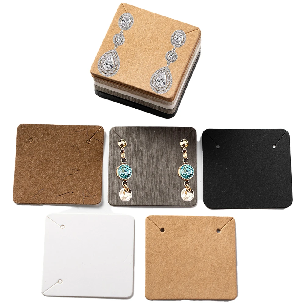 50pcs 5x5cm Earring Display Cards For Ear Stud Necklace Jewelry Selling Exhibitors Small Business Packaging Supplies Material