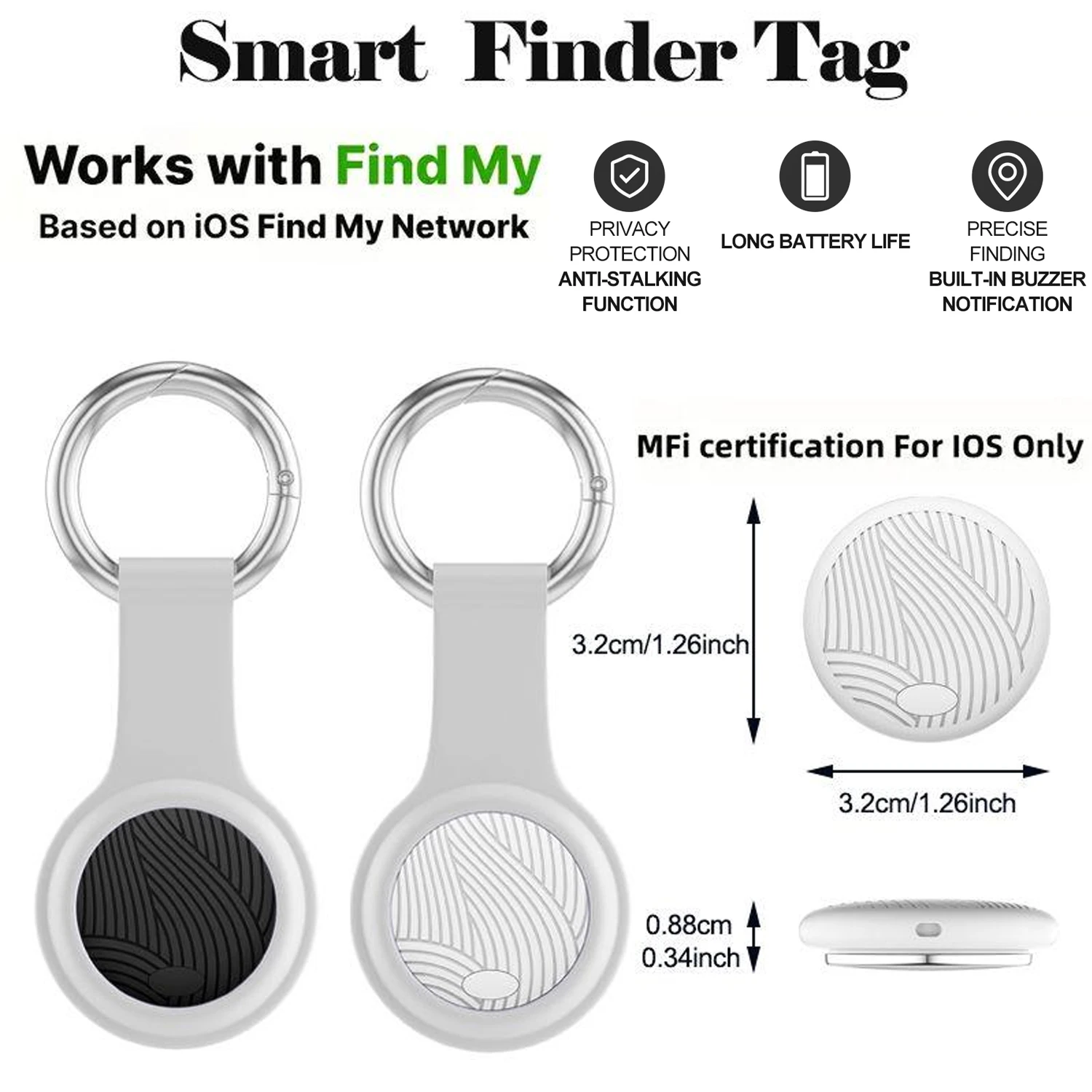 

Smart Finder Tag с Apple Find My Key Anti-Lost Device Bluetooth GPS Tracker для наушников, багажа, кошелька, домашних животных, собак, MFi Finder IOS