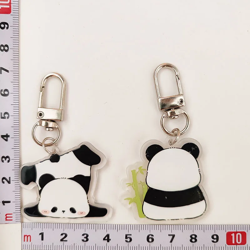 2pc carino acrilico cartone animato Panda portachiavi portachiavi auto portachiavi borsa ciondolo corso d\'arte Souvenir donne bambino bomboniere