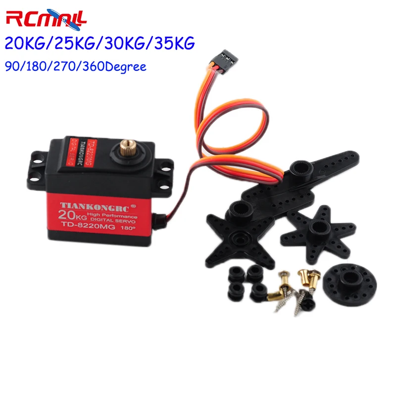 

RCmall Digital Servo 20KG 25KG 30KG 35KG Large Torque Servo Motor All Metal Gear 90/180/270/360 Degree RC Servo for RC Car Robot