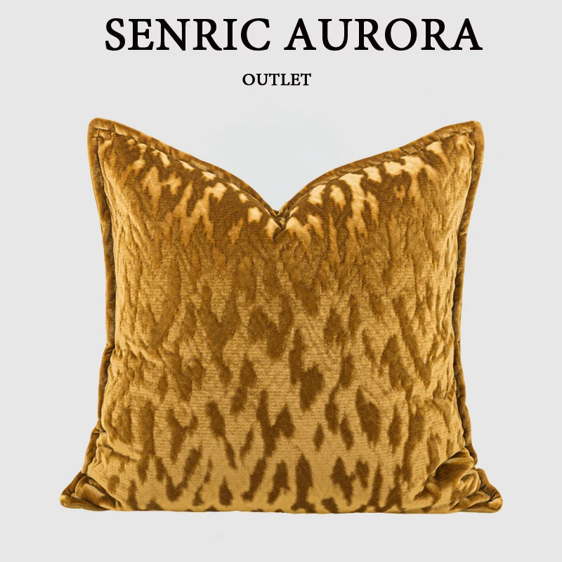Design Royal Yellow Brown Cushion Cover Italian Cut Velvet Post Modern Style Throw Pillowcase 50x50cm ElevateYour Home Decor