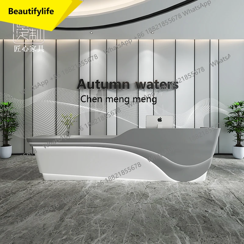 M46 شركة صالون التجميل مكتب الاستقبال متجر إبداعي منحني منصة مشروبات الطلاء صفحة الخروج #1