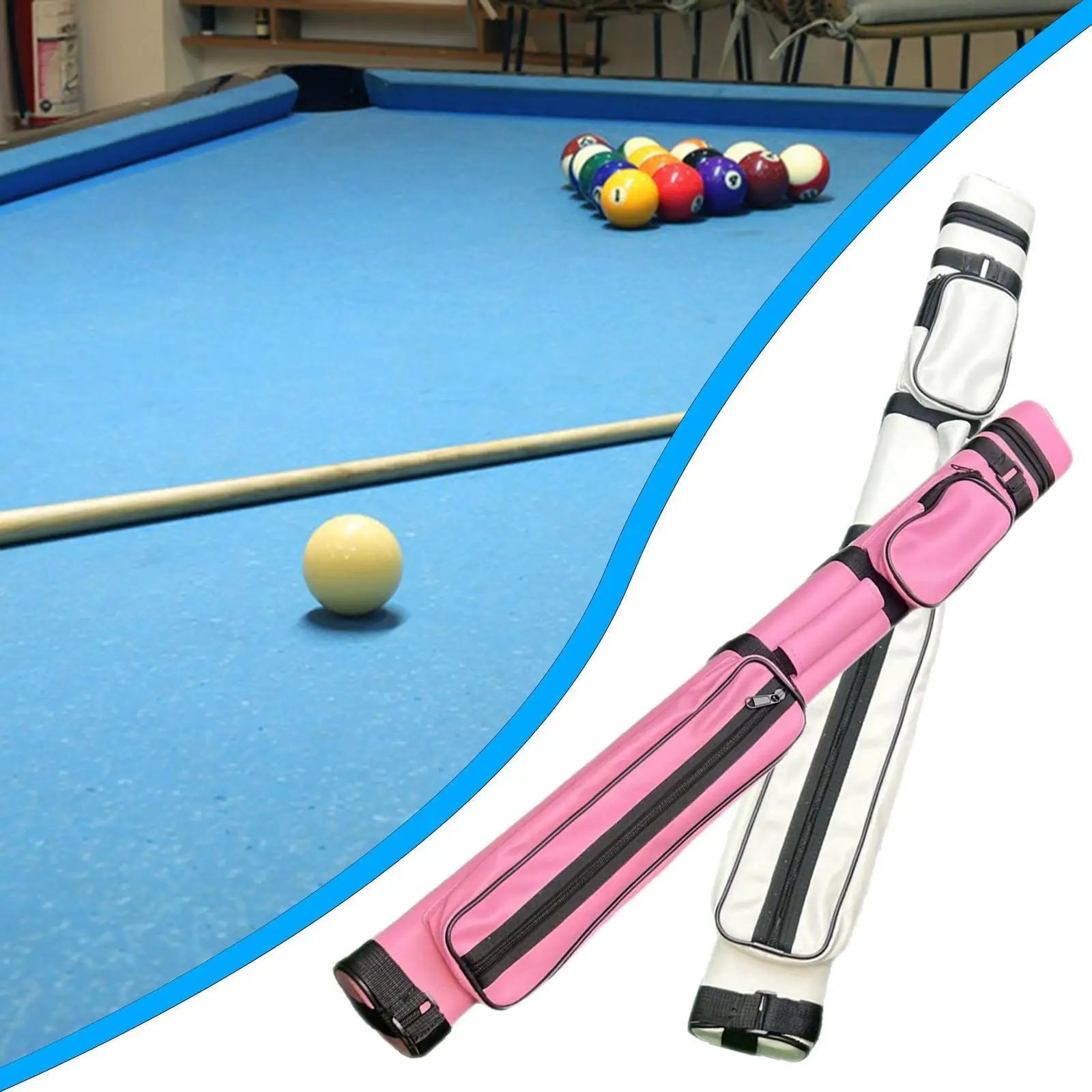 Pool Cue Carrying Case 4 Holes Organizer Protector Portable Zipper PU Leather Accessories Professional Billiard Pool Cue Bag