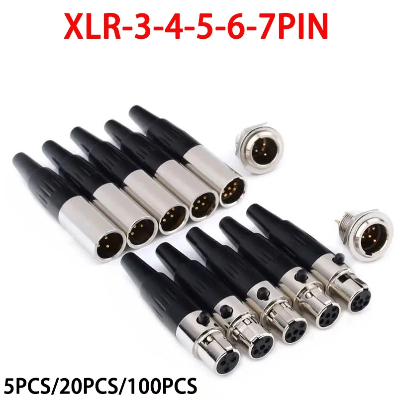 

3/4/5/6pin Mini XLR Aviation Connector Female Plug Male Socket Zinc Alloy+copper pins for MIC Microphone Audio Video Connecting