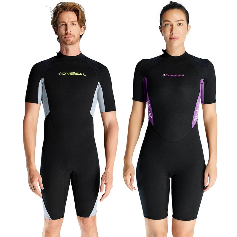 

Warm wetsuit 1.5MM one-piece short-sleeved shorts diving suit for men windsurfing swimming snorkeling suit scuba kitesurf women