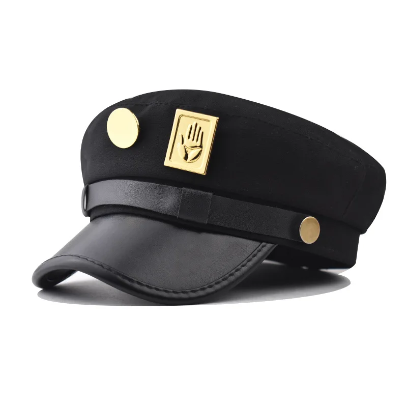 Anime JoJo's Bizarre Adventure Kujo Jotaro Cosplay Cap Unisex Adult Metal Badge Hat Prop