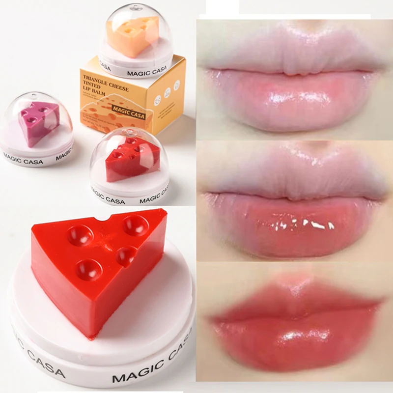 Cheese Shaped Lip Balm Temperature Control Color Change Moisturizing Lipstick Anti-Cracking Anti-Drying Hydration Lip Care