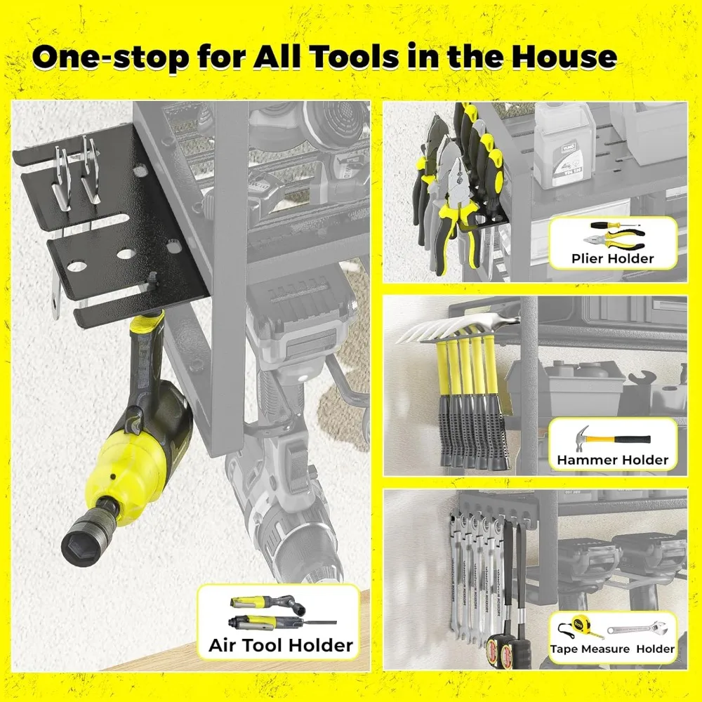 Imagem -02 - Organizador de Ferramentas Elétricas de Parede Rack de Armazenamento para Organização de Garagem Ferramenta de Metal Resistente Drill Holder