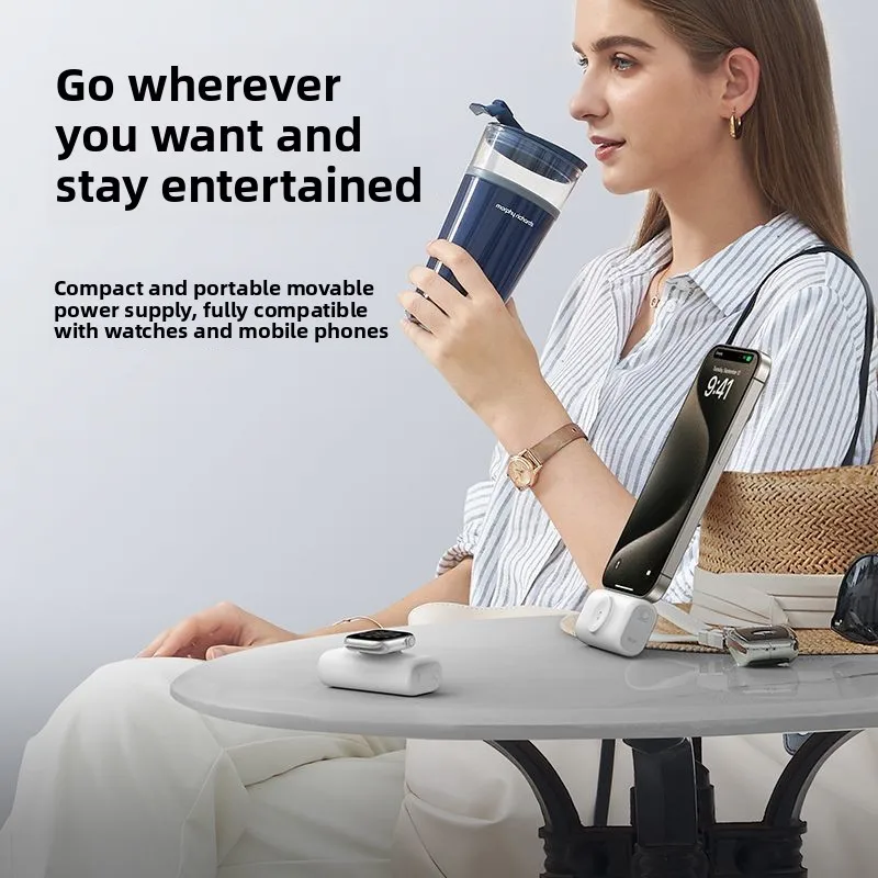 Capsule power bank two-in-one magnetic watch, mini small 5000mAh rechargeable mobile phone