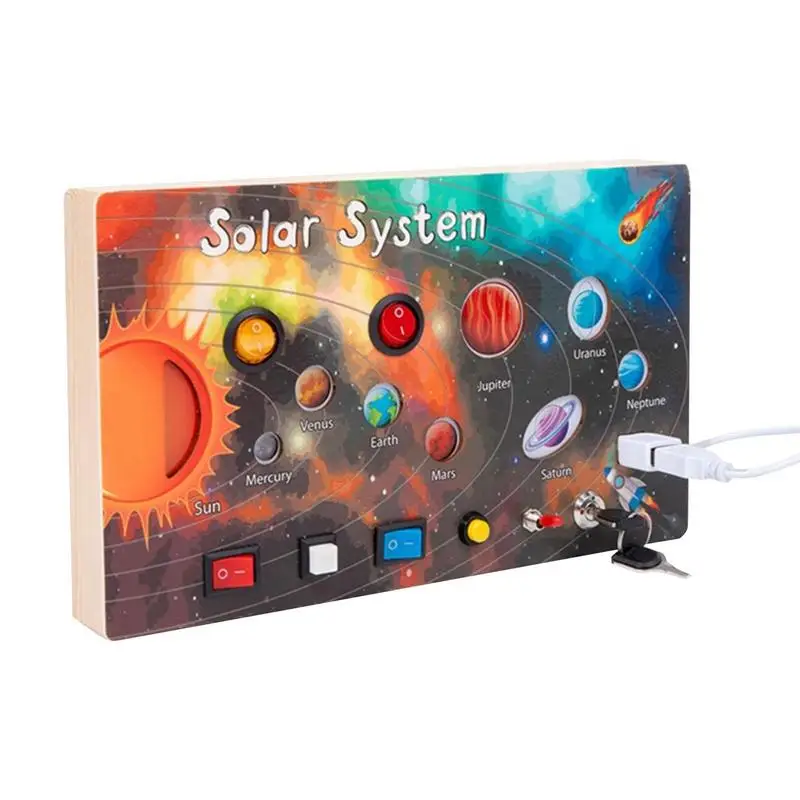 

The Solar System Planetary Model Rotates Eight Planets Projection 3D Baby Montessori Wooden Early Education Toys Teach Childs